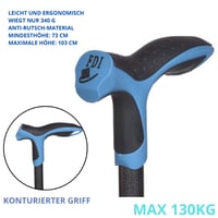 Baston din aluminiu Antar Soft Step albastru, 360 g, dispozitiv de mers ușor cu mâner pentru vârstnici 2