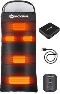 ANTARCTICA GEAR Fűthető Mumia Hálózsák 16000mAh Powerbank Fekete Kemping Utazás 1