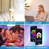 ANTELA Alexa pametna LED žarulja E27 G45 5W 470LM RGB WLAN Smart 2 kom - prigušiva, upravljanje putem aplikacije, kompatibilna s Google Home, 2700K-6500K 3