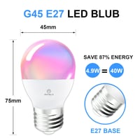 ANTELA Alexa pametna LED žarulja E27 G45 5W 470LM RGB WLAN Smart 2 kom - prigušiva, upravljanje putem aplikacije, kompatibilna s Google Home, 2700K-6500K 2