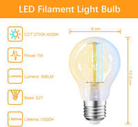 ANTELA E27 7W Smart LED izzó Alexa Google Home kompatibilis 2700K-6500K dimmer 2db 2