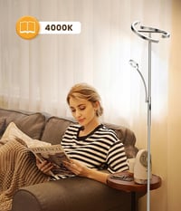 ANTENLICHT 2 az 1-ben Dimmelhető LED Állólámpa, Ezüst, 20W+7W Olvasólámpával, Távirányítós, 4 Színhőmérséklettel, 350° Forgatható, Nappali é 5