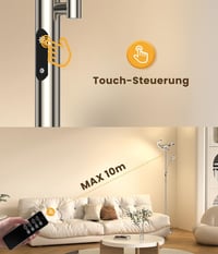 ANTENLICHT 2 az 1-ben Dimmelhető LED Állólámpa, Ezüst, 20W+7W Olvasólámpával, Távirányítós, 4 Színhőmérséklettel, 350° Forgatható, Nappali é 4