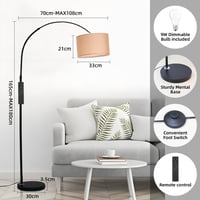 ANTENLICHT Aura vintage ívlámpa állólámpa távirányítóval, fényerőszabályzás, E27 LED, barna textil búra 33 cm, lábkapcsoló, nappaliba 8