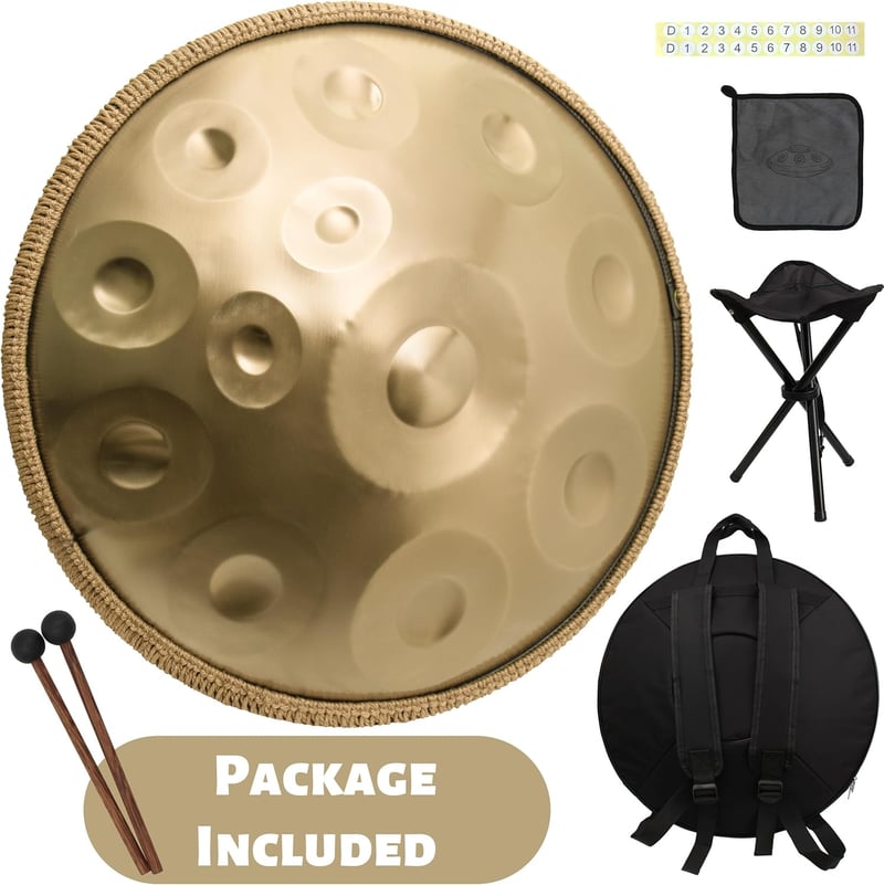 ANTETOK Arany Handpan Dob 440Hz 22 Hüvelyk 12 Hangos D-moll Acél Tongue Drum Meditációhoz Jógához Hangterápiához Tokkal