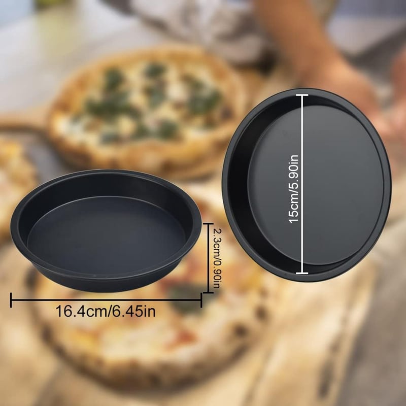 ANTHYTA 4 db-os Pizzasütő Forma Szett - 15 cm Kerek Tapadásmentes Szénacél Sütőtálca Quiche, Pite és Torta Készítéséhez