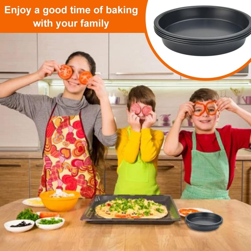 ANTHYTA 4 db-os Pizzasütő Forma Szett - 15 cm Kerek Tapadásmentes Szénacél Sütőtálca Quiche, Pite és Torta Készítéséhez