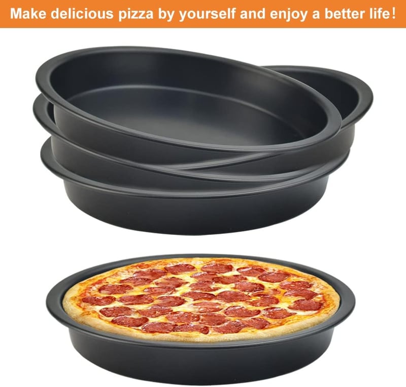 ANTHYTA 4 db-os Pizzasütő Forma Szett - 15 cm Kerek Tapadásmentes Szénacél Sütőtálca Quiche, Pite és Torta Készítéséhez