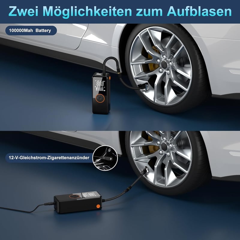 Antifnuo Elektromos Légpumpa 150 PSI, 10000 mAh Akkumulátor, Digitális Kijelző - Black