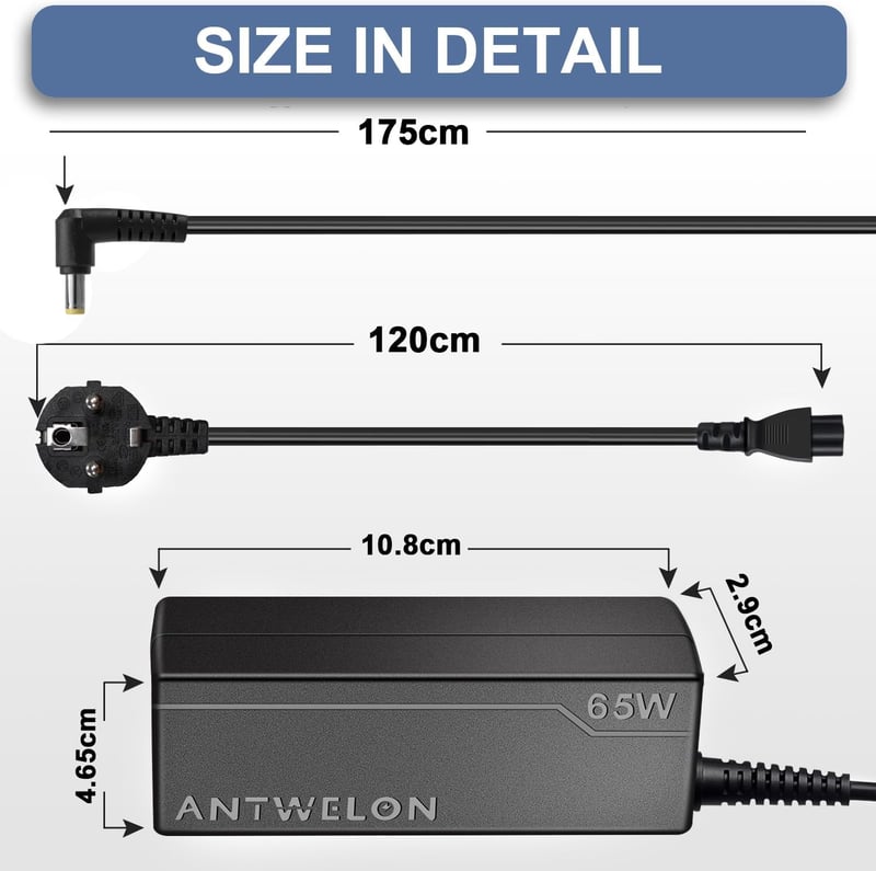 ANTWELON 65W Acer Aspire laptop töltő adapter 5.5x1.7mm csatlakozó