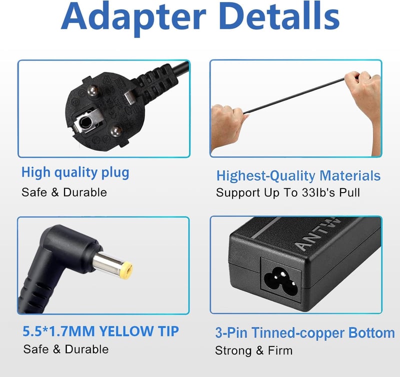 ANTWELON 65W Acer Aspire laptop töltő adapter 5.5x1.7mm csatlakozó