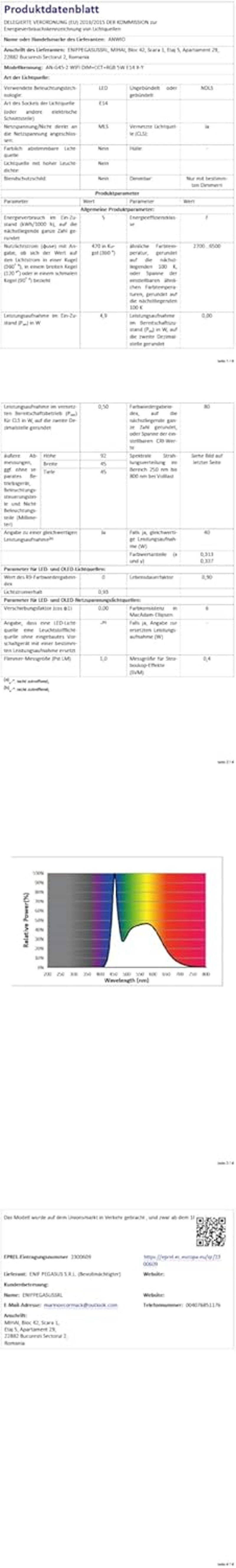 ANWIO E14 okos LED izzó WiFi vezérléssel