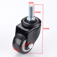 Anyalite irodai szék görgő 1,5 hüvelykes gumikerék minden padlóhoz, parkettabarát, M8x25 mm forgó csapágy 2 fékkel, 4 db 3