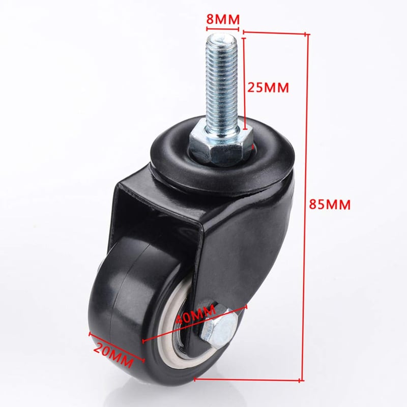 Anyalite irodai szék görgő 1,5 hüvelykes gumikerék minden padlóhoz, parkettabarát, M8x25 mm forgó csapágy 2 fékkel, 4 db