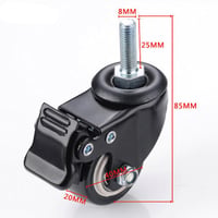 Anyalite irodai szék görgő 1,5 hüvelykes gumikerék minden padlóhoz, parkettabarát, M8x25 mm forgó csapágy 2 fékkel, 4 db 4