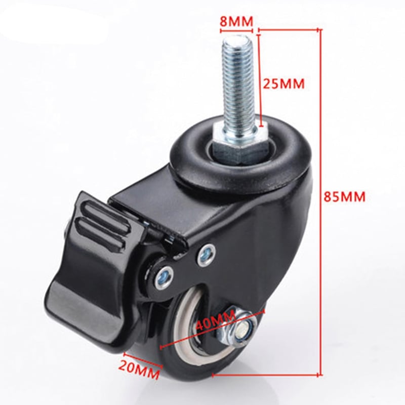 Anyalite irodai szék görgő 1,5 hüvelykes gumikerék minden padlóhoz, parkettabarát, M8x25 mm forgó csapágy 2 fékkel, 4 db