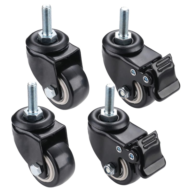 Anyalite irodai szék görgő 1,5 hüvelykes gumikerék minden padlóhoz, parkettabarát, M8x25 mm forgó csapágy 2 fékkel, 4 db