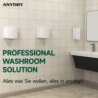 anydry 2630S Kompakt Kézszárító, Automata Falra Szerelhető Elektromos Szárító Fehér 7
