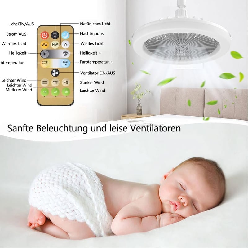 Anyingkai E27 Mennyezeti Ventilátor Lámpa Távirányítóval Szürke 30W
