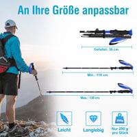 Anykuu skladacia sada trekingových palíc, 2 ks, hliník 7075, nastaviteľné trekingové palice 110 – 130 cm, pár ľahkých turistických palíc 3