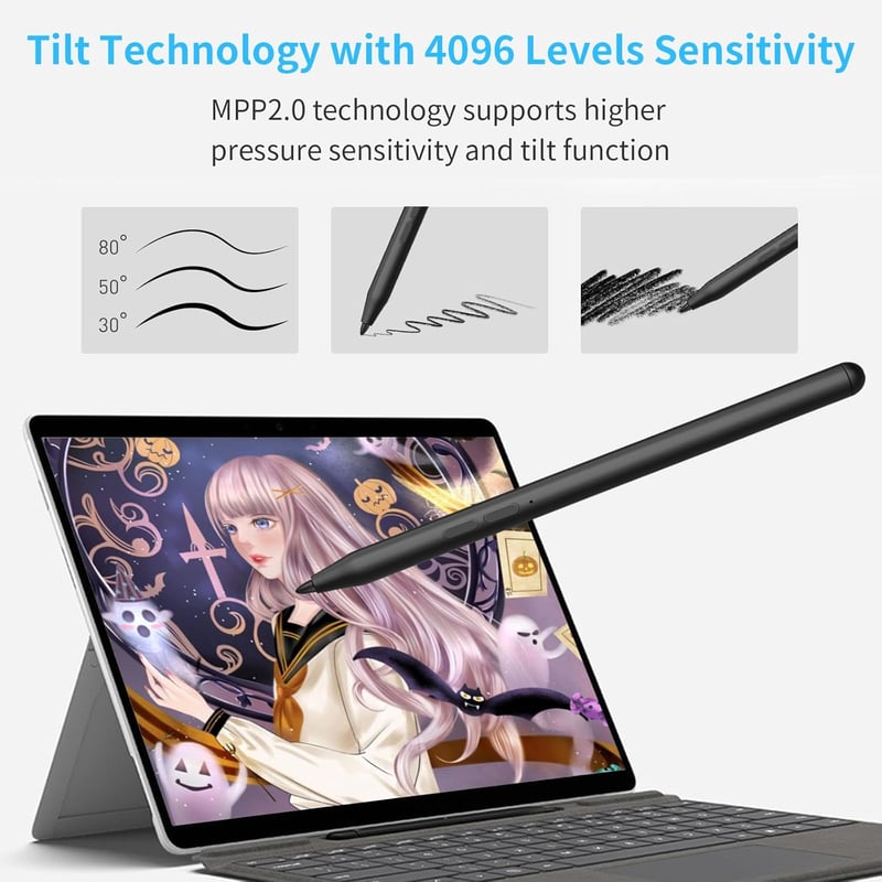 ANYQOO Stylus Pen Microsoft Surface MPP 2.0 4096 nyomásszint mágneses USB-C - Black USB charging, Surface Slim Pen