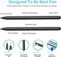 ANYQOO Stylus Pen Microsoft Surface MPP 2.0 4096 nyomásszint mágneses USB-C - Black USB charging, Surface Slim Pen 3
