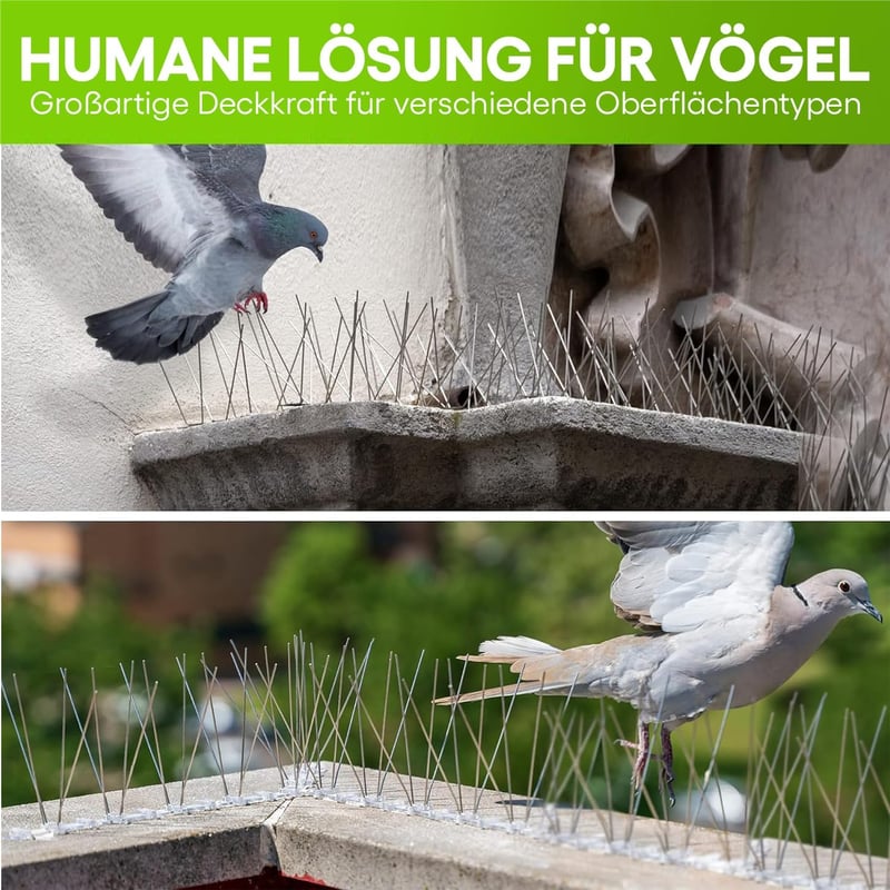 Anytime Garden Rozsdamentes Acél Galambriasztó Tüskék - 3m Hosszú Madárelhárító Rendszer - Egyszerű Összeszerelés - Időjárásálló Védelem Tet