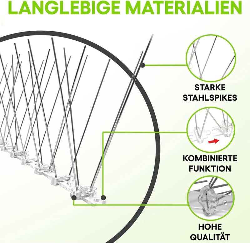 Anytime Garden Rozsdamentes Acél Galambriasztó Tüskék - 3m Hosszú Madárelhárító Rendszer - Egyszerű Összeszerelés - Időjárásálló Védelem Tet