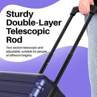 AnyZip AZ101 sötétkék M kézipoggyász keményhéjú gurulós bőrönd 4 kerékkel TSA zárral USB töltővel 101 cm 6