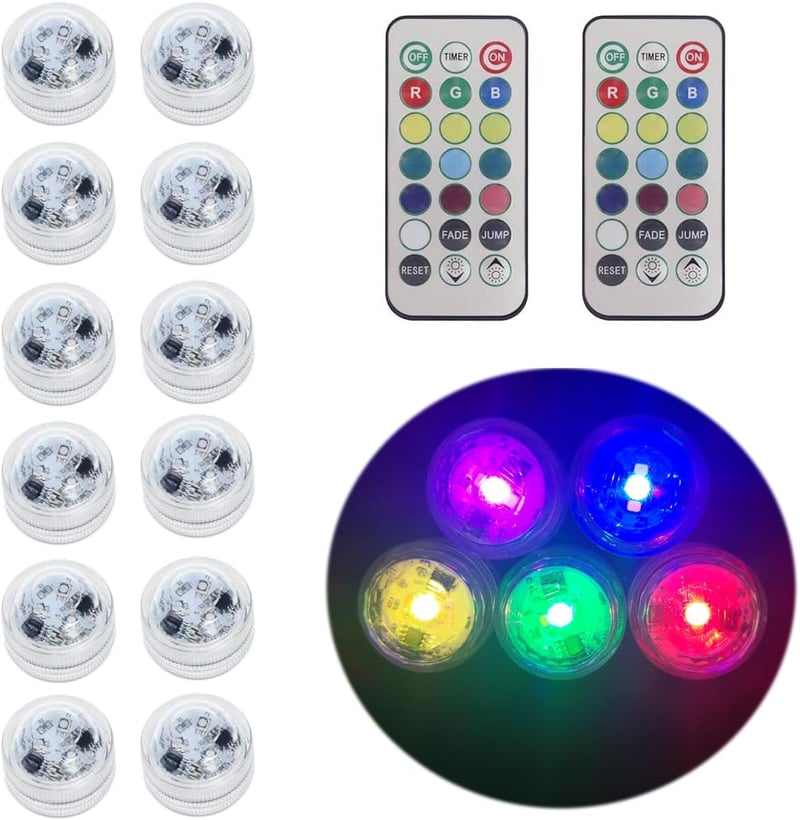 Anzhen 12 db RGB LED vízalatti világítás távirányítóval, medence és akvárium lámpa