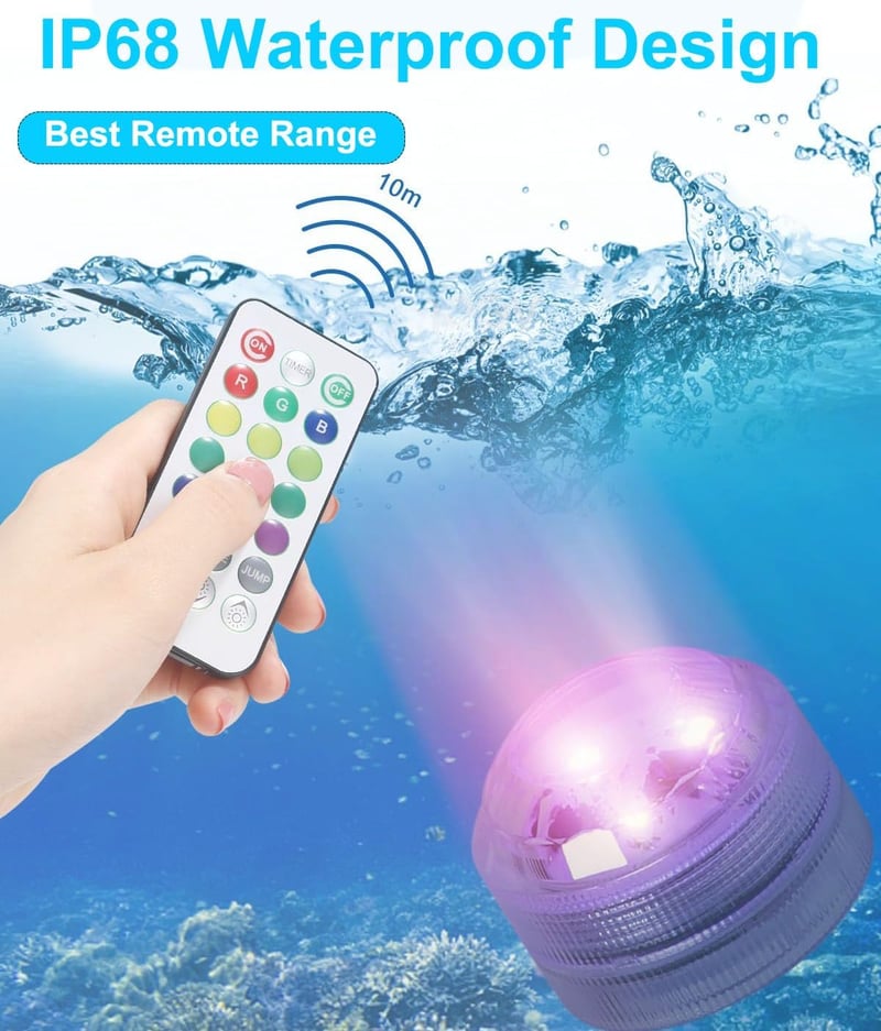 Anzhen 12 db RGB LED vízalatti világítás távirányítóval, medence és akvárium lámpa