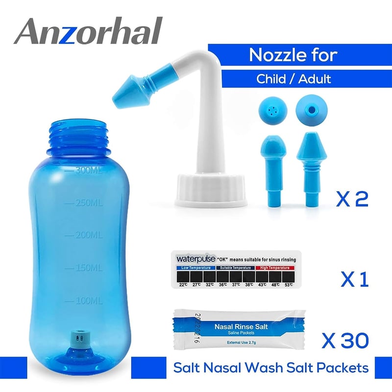 Anzorhal Neti Pot 300ml orrmosó készlet sóval és hőmérővel