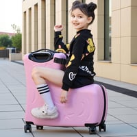 AOWEILA Gyerek Gurulós Bőrönd ülőfelülettel, 4 görgős - rózsaszín - 20" 6