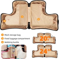 AOWEILA Gyerek Gurulós Bőrönd ülőfelülettel, 4 görgős - rózsaszín - 20" 5