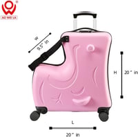 AOWEILA Gyerek Gurulós Bőrönd ülőfelülettel, 4 görgős - rózsaszín - 20" 3