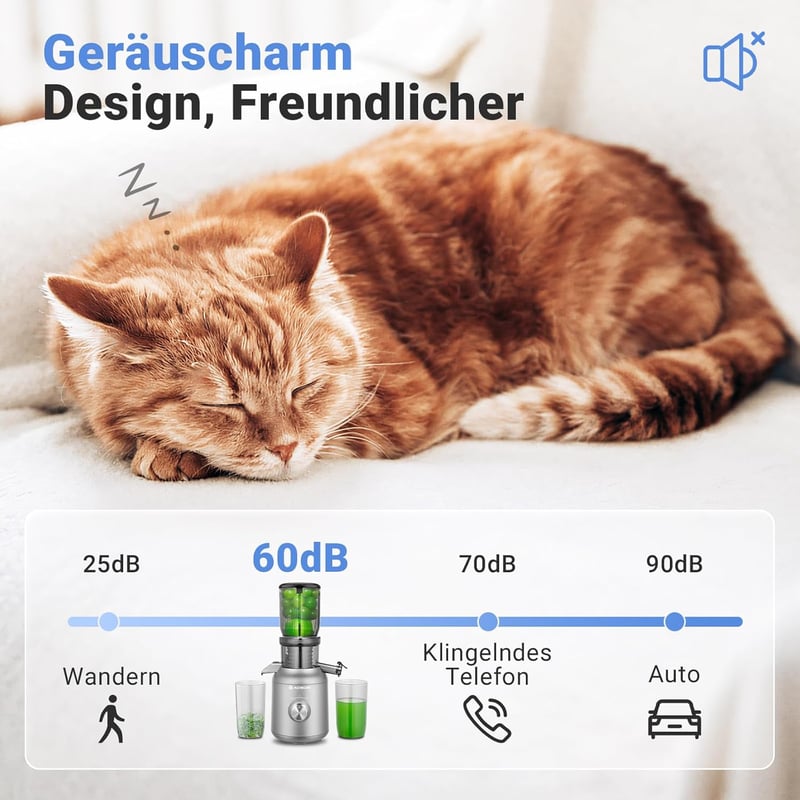 AOBOSI 250W Gyümölcs és Zöldség Centrifuga 103mm Nyílással 1.2L Szürke