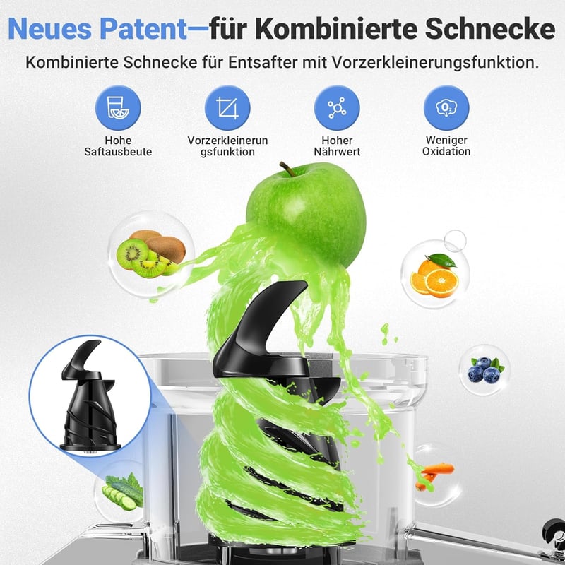 AOBOSI 250W Gyümölcs és Zöldség Centrifuga 103mm Nyílással 1.2L Szürke