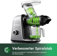 AOBOSI Lassú Gyümölcscentrifuga 2 Sebességgel, Zöldség és Gyümölcs Préshez Kefével 8