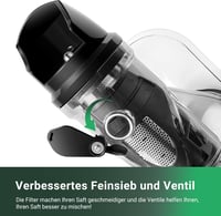 AOBOSI Lassú Gyümölcscentrifuga 2 Sebességgel, Zöldség és Gyümölcs Préshez Kefével 4