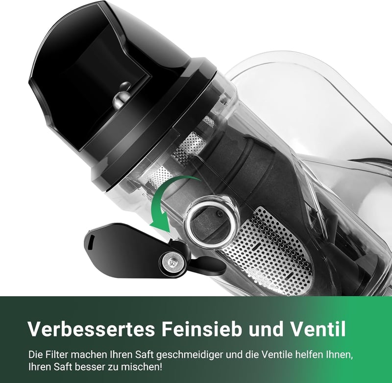AOBOSI Lassú Gyümölcscentrifuga 2 Sebességgel, Zöldség és Gyümölcs Préshez Kefével