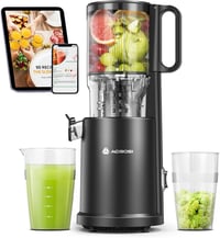 AOBOSI Slow Juicer 126 mm XXL Adagolónyílással - 200W Csendes Gyümölcsprés Visszaforgató Funkcióval és Hármas Szűrővel - Hidegpréselő Gyümöl 1