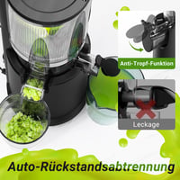 AOBOSI Slow Juicer 126 mm XXL Adagolónyílással - 200W Csendes Gyümölcsprés Visszaforgató Funkcióval és Hármas Szűrővel - Hidegpréselő Gyümöl 7