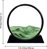 Aoderun 3D Homokóra Kép 28 cm - Forgó Homokművészet, Kerek Üveg Íróasztal Dekoráció, Mozgó Homokfestmény Felnőtteknek, Iroda Dísz, Zöld 4