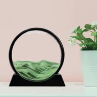 Aoderun 3D Homokóra Kép 28 cm - Forgó Homokművészet, Kerek Üveg Íróasztal Dekoráció, Mozgó Homokfestmény Felnőtteknek, Iroda Dísz, Zöld 2