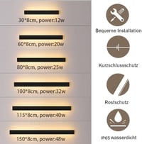AOEH 100 cm LED fali lámpa alumínium vízálló IP65 kültéri beltéri 7