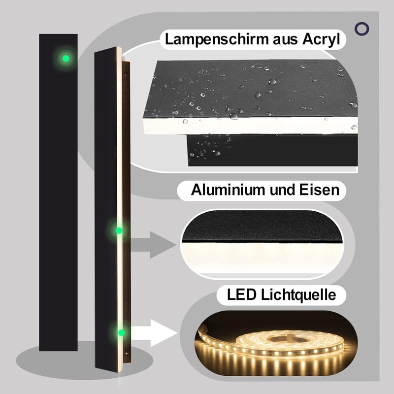 AOEH 100 cm LED fali lámpa alumínium vízálló IP65 kültéri beltéri