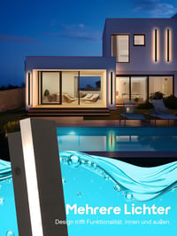 Lampă de perete LED lungă AOEH Villa, aluminiu negru, IP65 impermeabilă, pentru exterior, grădină, terasă, sufragerie și dormitor, 150 cm, 48 W, lumină caldă 4