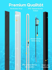 Lampă de perete LED lungă AOEH Villa, aluminiu negru, IP65 impermeabilă, pentru exterior, grădină, terasă, sufragerie și dormitor, 150 cm, 48 W, lumină caldă 6