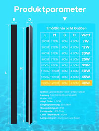 Lampă de perete LED lungă AOEH Villa, aluminiu negru, IP65 impermeabilă, pentru exterior, grădină, terasă, sufragerie și dormitor, 150 cm, 48 W, lumină caldă 7