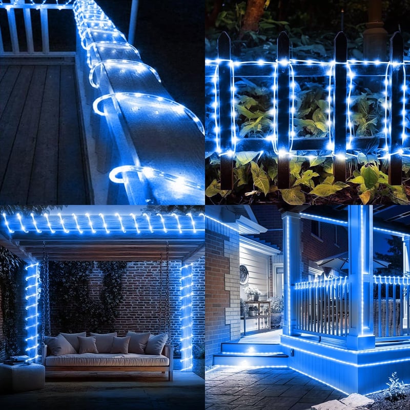 Aofonchy 10m Napelemes Fényfüzér 100 LED Kültéri Vízálló Dekorációs Lámpa 8 Móddal